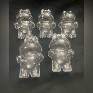 Lot of 5 LABUBU Clear Plastic Protective Cases NEW (doll not included) 7.5”